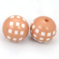 18mm engraved grid Carved acrylic round beads,brown