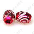 Beads,Loose beads,10*13mm Oval Aluminium Beads,Fuchsia beads with carving, sold of 200pcs