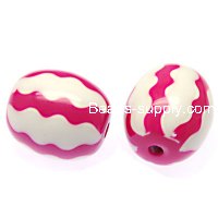Beads,stripes damasks resin oval beads ,16x18mm ,fuchsia color