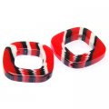 Beads,stripes damasks resin square beads ,6x28x28mm ,red color