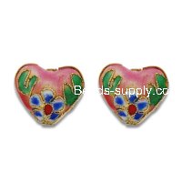 Cloisonne Heart Beads 18 mm