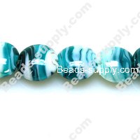 Foiled glass Coin Beads 15mm Green
