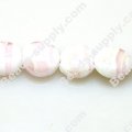 Foiled glass Coin Beads 15mm Pink