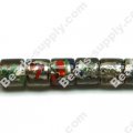 Glass Silver Foiled Tube Beads 15x15mm