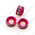 Strass Roundel Beads 10mm with Clear Crystal ,Fuchsia