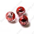 Acrylic Plated Beads ,Striated surface,Round Beads 14mm, Red