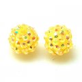 Bead,Round Resin Pave Beads,Yellow Base,Yellow AB,Sold 100 Pcs Per Package