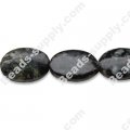 Black Bloom Jade 10x14mm Oval Shape Beads