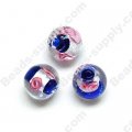 Foiled glass Round Beads ,Blue