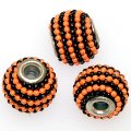 Indonesia Jewelry Beads, Drum shape,handmade beads with colorful ball chain,orange/black