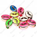 Large hole beads,oval shape rose gold plated,mustache,assorted color