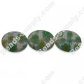 Millefiori Glass Multi-Flower Flat Olive Beads 10x12 mm