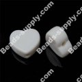 Acrylic Solid White Heart Beads