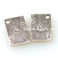 Charm,antiqued"pewter" (zinc-based alloy), 10x15mm poker A. Sold per pkg of 1000