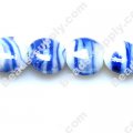 Foiled glass Coin Beads 20mm Blue