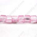 Glass Silver Foiled Cubic Beads 10x10mm