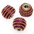 Indonesia Jewelry Beads, Drum shape,handmade beads with waxy cord/ball chain,purple