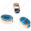 Large hole beads,oval shape rose gold plated,mustache,blue color
