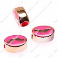 Large hole beads,oval shape rose gold plated,mustache,pink color