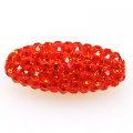 Bead,polyclay and crystal,11*26mm oval pave beads,Sun color,sold 20 Pcs Per Package