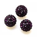 Beads,Pave Polyclay Round Beads 12mm , Amethyst