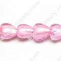 Glass Silver Foiled Heart Beads 20mm