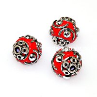 Indonesia Jewelry Beads, red,handmade beads,sold of 10 pcs