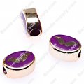Large hole beads,oval shape rose gold plated,mustache,purple color