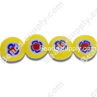 Millefiori Glass Single-Flower Flat Round Beads 8 mm
