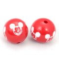 16mm engraved mickey mouse Carved acrylic round beads,red