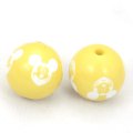 16mm engraved mickey mouse Carved acrylic round beads,yellow