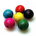 Bead,Painted striped wooden ,20mm round beads,Assorted Color