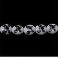 Bead, lampworked glass, black and white, 12mm double-sided flat round with butterlfy design
