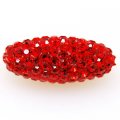 Bead,polyclay and crystal,11*26mm oval pave beads,Siam color,sold 20 Pcs Per Package