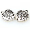 Charm,antiqued"pewter" (zinc-based alloy), 13x16mm Girl Boy Gallery heart. Sold per pkg of 500