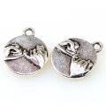 Charm,antiqued"pewter" (zinc-based alloy), 15mm round piece with hand. Sold per pkg of 500