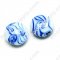 Foiled glass Coin Beads ,Blue