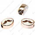 Large hole beads,oval shape rose gold plated,mustache,white color