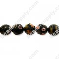 Millefiori Glass Multi-Flower Faced Round Beads 6 mm