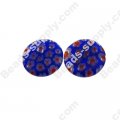 Millefiori Glass Multi-Flower Flat Round Beads 14 mm