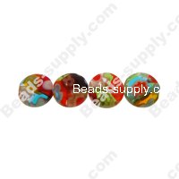 Millefiori Glass Multi-Flower Flat Round Beads 8 mm