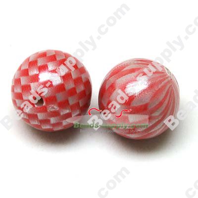 Acrylic Round Beads, Spray Painted Red, 20mm - Click Image to Close