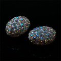 Bead,polyclay and crystal,11*15mm oval pave beads,clear AB color,sold 20 Pcs Per Package