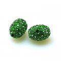 Bead,polyclay and crystal,9*13mm oval pave beads,emerald color,sold 20 Pcs Per Package