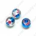 Foiled glass Round Beads ,Lt Blue