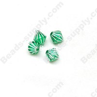 Gilding Silver Line Bicone Beads 6mm ,Green