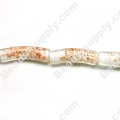 Glass Silver Foiled Tube Beads 10x35mm