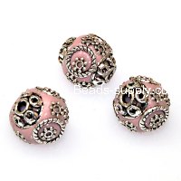 Indonesia Jewelry Beads, pink 14x15mm,handmade beads,sold of 10 pcs