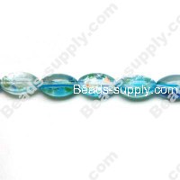 Silver Foiled Millefiori Oval Beads 11x18mm