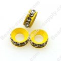 Strass Roundel Beads 10mm with Clear Crystal ,Yellow